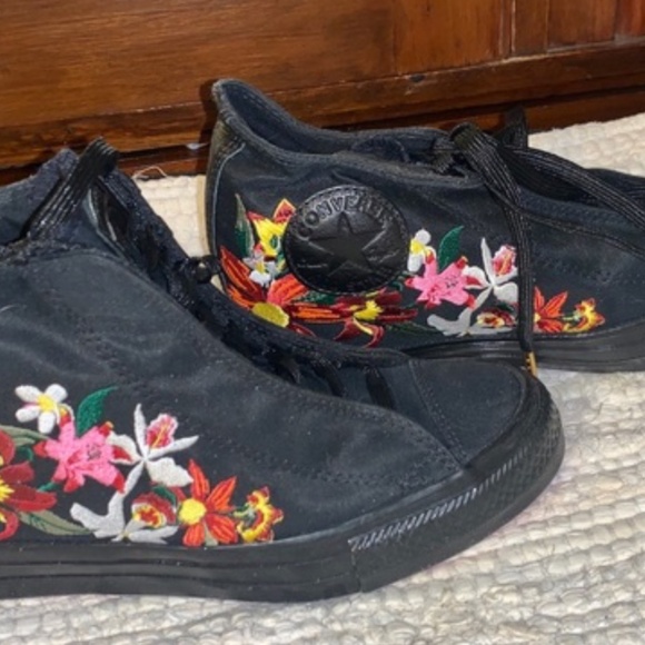 NEW CONVERSE PATBO FLORAL PINK SOLE HITOP SNEAKERS - Picture 2 of 3